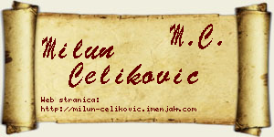 Milun Čeliković vizit kartica